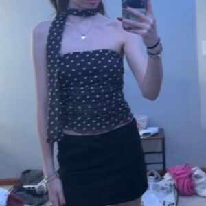 shoujo polka dot tube top with scarf